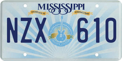 MS license plate NZX610