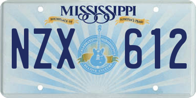 MS license plate NZX612