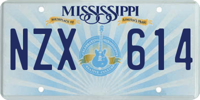 MS license plate NZX614