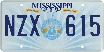 MS license plate NZX615
