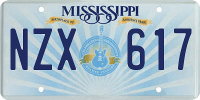 MS license plate NZX617