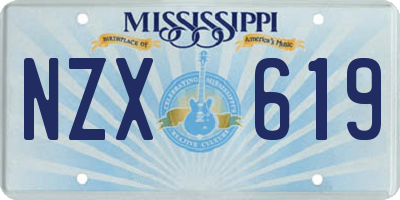 MS license plate NZX619