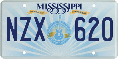 MS license plate NZX620