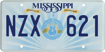 MS license plate NZX621
