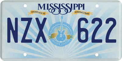 MS license plate NZX622
