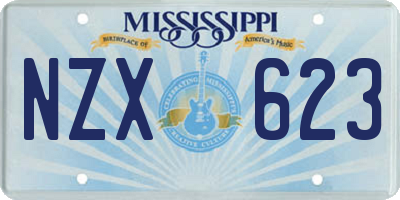 MS license plate NZX623