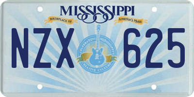 MS license plate NZX625