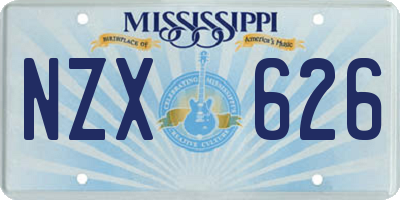 MS license plate NZX626