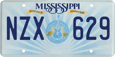 MS license plate NZX629