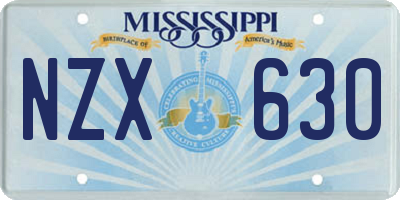 MS license plate NZX630