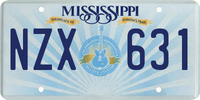 MS license plate NZX631