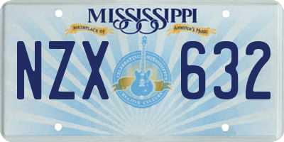 MS license plate NZX632
