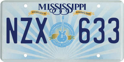 MS license plate NZX633