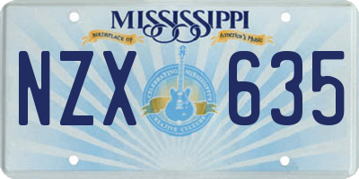 MS license plate NZX635