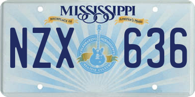 MS license plate NZX636