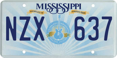MS license plate NZX637