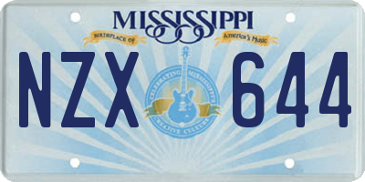MS license plate NZX644