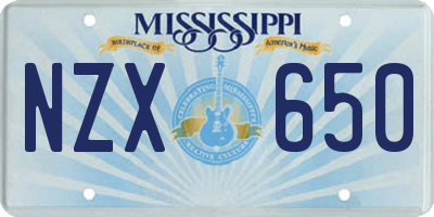 MS license plate NZX650