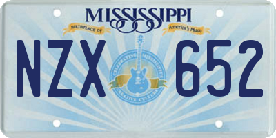 MS license plate NZX652