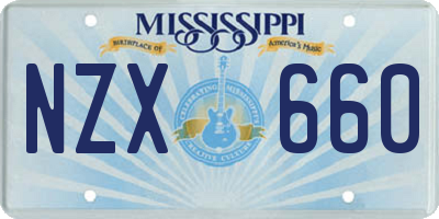 MS license plate NZX660