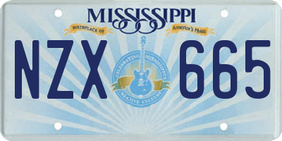 MS license plate NZX665