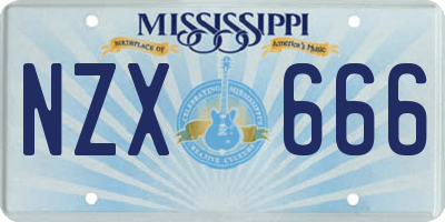 MS license plate NZX666