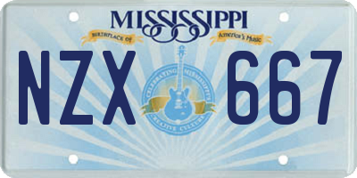 MS license plate NZX667