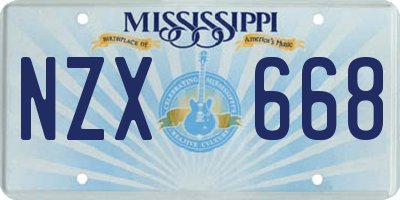MS license plate NZX668