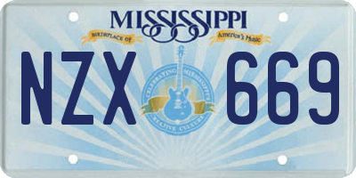 MS license plate NZX669