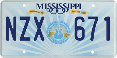 MS license plate NZX671