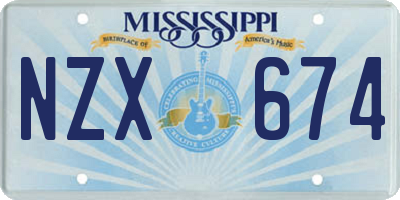 MS license plate NZX674