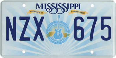 MS license plate NZX675