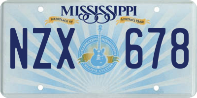 MS license plate NZX678