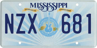 MS license plate NZX681