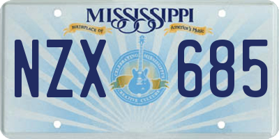 MS license plate NZX685