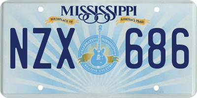 MS license plate NZX686