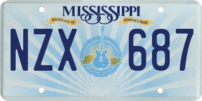 MS license plate NZX687