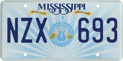 MS license plate NZX693