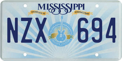 MS license plate NZX694