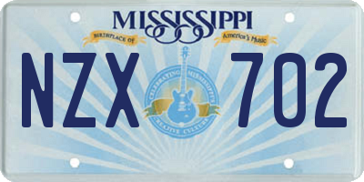MS license plate NZX702