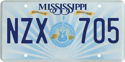 MS license plate NZX705