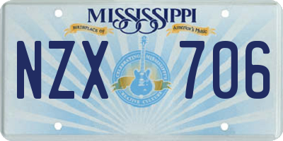 MS license plate NZX706