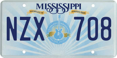 MS license plate NZX708