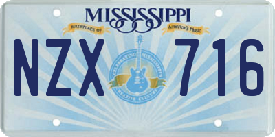 MS license plate NZX716