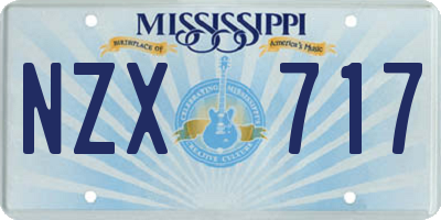 MS license plate NZX717