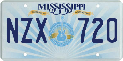 MS license plate NZX720