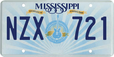 MS license plate NZX721
