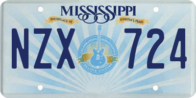 MS license plate NZX724