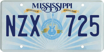 MS license plate NZX725