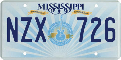 MS license plate NZX726